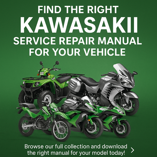 Kawasaki motorcycle, ATV, and UTV service manuals PDF download – Includes detailed repair guides, maintenance procedures, troubleshooting tips, and wiring diagrams for Kawasaki models like Ninja, Vulcan, Brute Force, Bayou, and more.