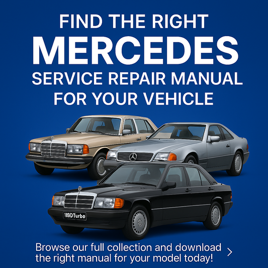 Find the right Mercedes-Benz service repair manual – Includes downloadable PDF manuals for models like the 190D Turbo, 300D, and 300SL with factory repair procedures and wiring diagrams.