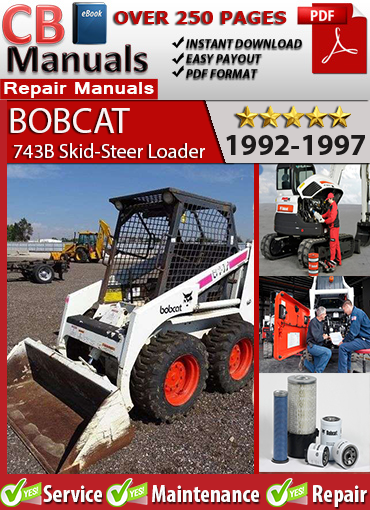 Bobcat 743B Skid-Steer Loader 1992–1997 service repair manual PDF download – Includes Kubota diesel engine specs, hydrostatic drive repair, hydraulic testing, wiring diagrams, and full maintenance procedures.