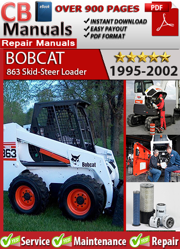 Bobcat 863 Skid-Steer Loader 1995–2002 service repair manual PDF download – Covers Air Flow series, ACS and AHC systems, full diagnostics, maintenance, and engine repair procedures.