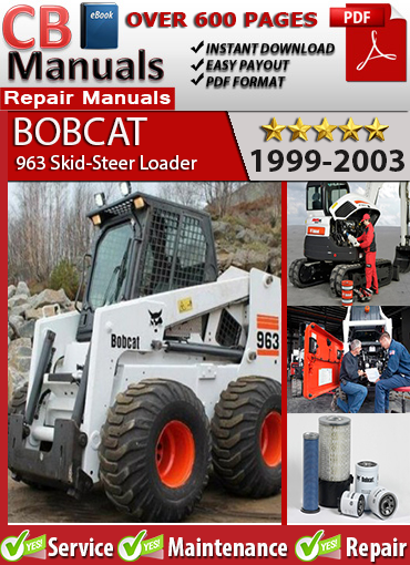 Bobcat 963 Skid-Steer Loader 1999–2003 service repair manual PDF download – Covers hydraulic, electrical, BICS system diagnostics, AHC controls, and complete engine servicing.