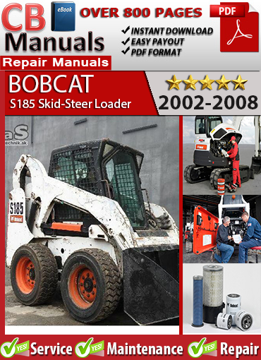 Bobcat S185 Skid-Steer Loader 2002–2008 service repair manual PDF download – Includes wiring diagrams, BICS diagnostics, hydraulic service, and full engine maintenance procedures.