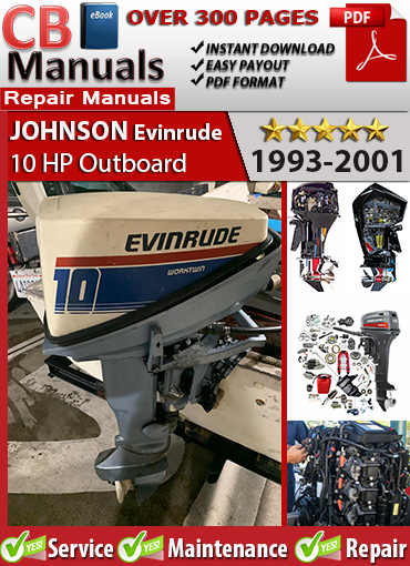 Johnson Evinrude 10 HP 2-cylinder outboard 1993–2001 service repair manual PDF download – Covers ignition timing, fuel system service, wiring diagrams, and starter maintenance.