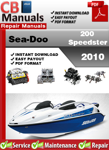 Sea-Doo 200 Speedster 2010 service repair manual PDF download – Includes factory coverage for engine, jet pump, supercharger, fuel system, B.U.D.S diagnostics, throttle, and DESS.
