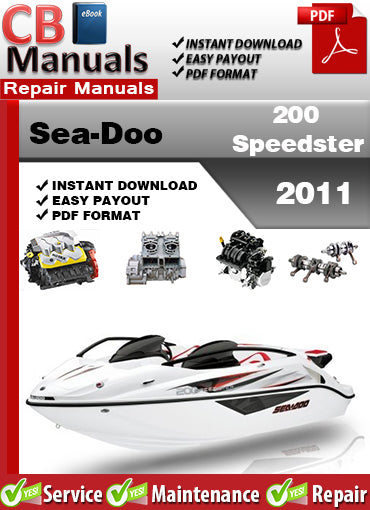 Sea-Doo 200 Speedster 2011 service repair manual PDF download – Includes factory coverage for engine, jet pump, supercharger, fuel system, B.U.D.S diagnostics, throttle, and DESS.