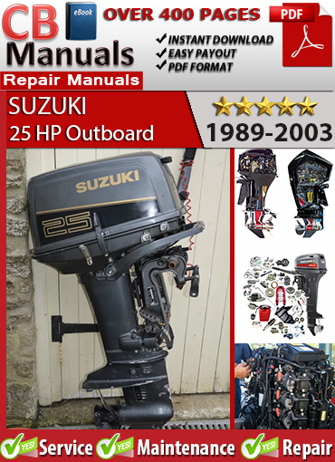 Suzuki 25 HP 1988–2003 service repair manual PDF download – Covers DT25 engine maintenance, carburetor adjustments, CDI ignition, gearcase service, and wiring diagrams.