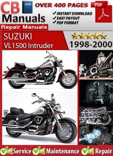 Suzuki VL1500 Intruder 1998–2000 service repair manual PDF download – Covers 1462cc V-twin engine, carburetor system, shaft drive, suspension, brakes, and wiring.