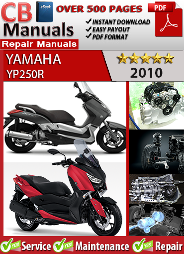 Yamaha YP250R 2010 service repair manual PDF download – Covers 249cc EFI engine, CVT transmission, suspension, clutch, braking system, and full wiring diagrams.