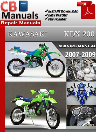 Kawasaki KDX 200 1989–1999 Service Repair Manual PDF – Includes engine rebuild steps, transmission, brakes, suspension, and wiring diagrams