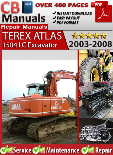 Atlas 1504 LC Excavator 2003–2008 service repair manual PDF download – Includes engine specs, hydraulic schematics, slewing gear service, and complete electrical diagnostics.