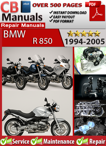 BMW R 850 1994–2005 service repair manual PDF download – Includes engine, clutch, gearbox, final drive, brakes, electrics, fuel system, ABS, and diagnostics for all boxer twin models.