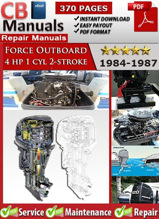 Cover of the Force Outboard 4 HP 1-Cylinder 2-Stroke 1984–1987 Service Repair Manual showing the engine and related diagrams.