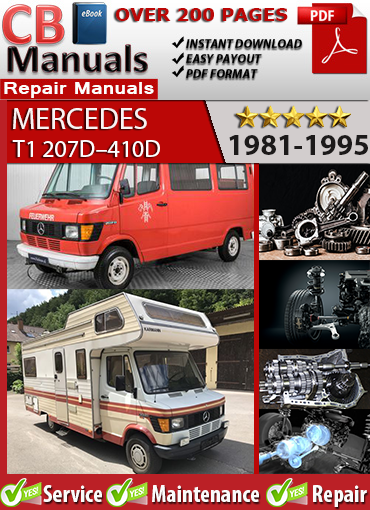 Mercedes-Benz T1 Van 207D–410D 1981–1995 service repair manual PDF download – Covers all T1 diesel and petrol variants including OM616, OM617, and M102 engine models.