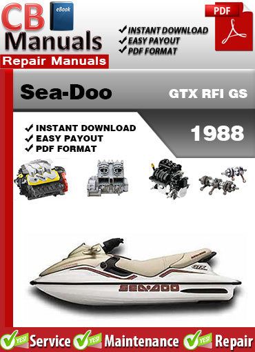 Sea-Doo GTX RFI GS 1998 service repair manual PDF download – Covers RFI fuel system, wiring diagrams, jet pump, engine repair, cooling, electrical diagnostics, and factory service.