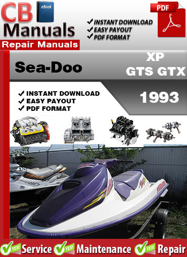 Sea-Doo XP GTS GTX 1993 service repair manual PDF download – Includes engine repair, fuel system, jet propulsion, electrical wiring diagrams, cooling system, and complete factory maintenance.
