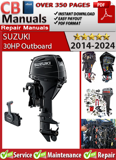 Suzuki 30 HP Outboard 2014–2024 service repair manual PDF download – Includes DF30A diagnostics, EFI system repair, wiring diagrams, and complete engine service.