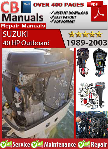 Suzuki 40 HP 1988–2003 service repair manual PDF download – Covers DT40 engine diagnostics, carb adjustments, ignition system testing, impeller replacement, and full wiring diagrams.