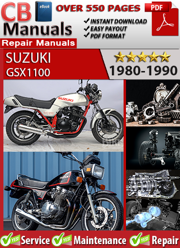 Suzuki GSX1100 1980–1990 service repair manual PDF download – Covers GSX1000SZ, GSX1100Z, GSX1100SL, engine, carburetors, transmission, suspension, and wiring.