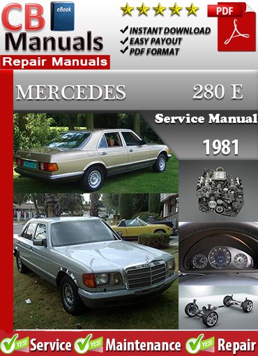 Mercedes 280 E 1981 service repair manual PDF download – Includes detailed maintenance, M110 engine servicing, wiring diagrams, and repair instructions for 1981 models.