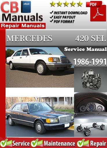 Mercedes 420 SEL 1986–1991 service repair manual PDF download – Includes complete V8 engine repairs, transmission servicing, wiring diagrams, and troubleshooting for all models between 1986 and 1991.