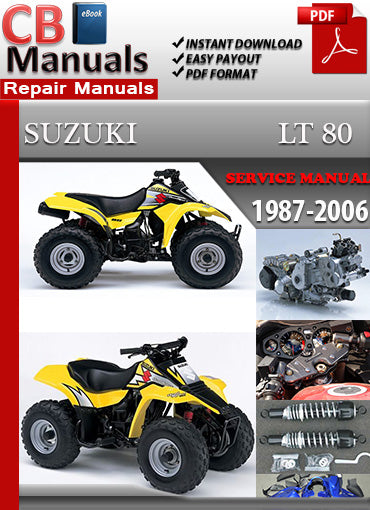 Suzuki LT 80 1987–2006 ATV service repair manual PDF download – Complete factory manual with engine, electrical, and maintenance diagrams for all LT80 models.