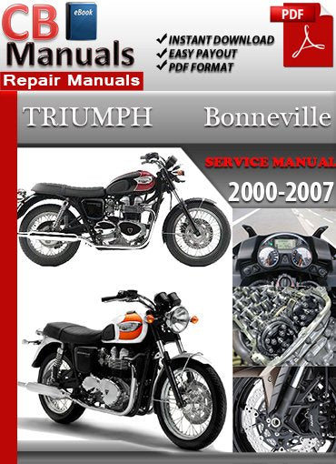 Triumph Bonneville 2000-2007 Service Manual Cover – featuring multiple model views and engine diagrams